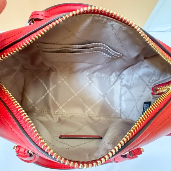 Michael Kors Jet Set Travel XS MINI Satchel Shoulder Crossbody Bag MK Gold/Red - Picture 14 of 15